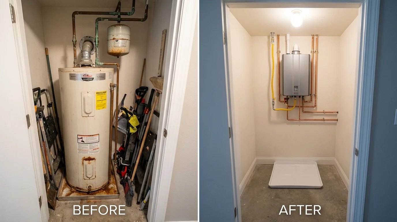 Tank water heater versus wall-mounted tankless unit comparison for Scranton, PA homeowners