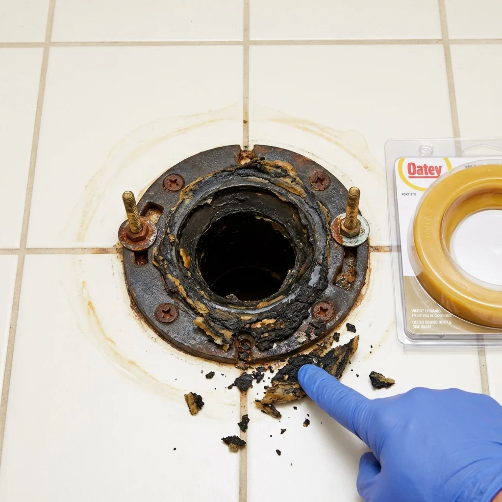 Failed wax ring showing water seepage at the base of a toilet in a Scranton, PA home